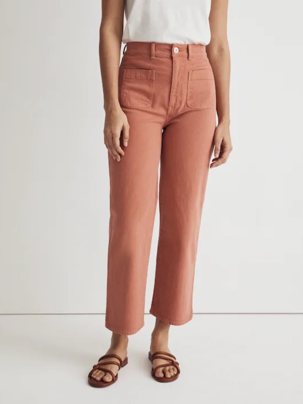 Madewell Tall Emmett 2.0 Wide Leg Crop Pants Size 28T in Dried Rose High Rise